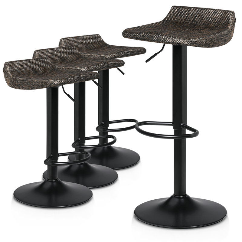 Latitude Run® Elyzah Adjustable Rattan Wicker Bar Stool